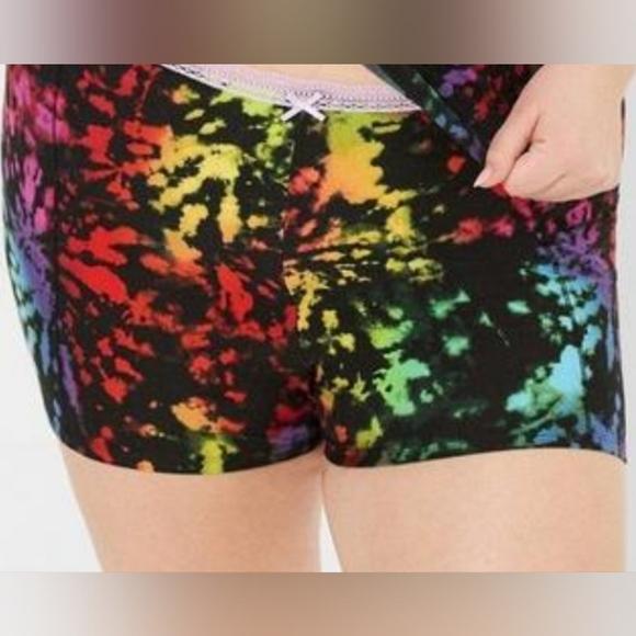 TORRID Foxy Lace Trim Sleep Boyshort, tie dyed explosion rich black - Picture 2 of 5